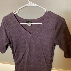 6 for $20 Womens ruched size S top. Purple with details on side.